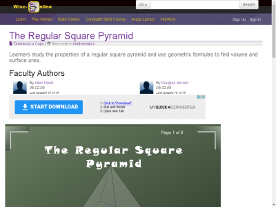 Thumbnail for The Regular Square Pyramid resource