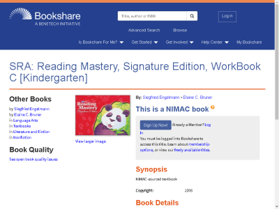 Thumbnail for SRA: Reading Mastery, Signature Edition, WorkBook C [Kindergarten] resource