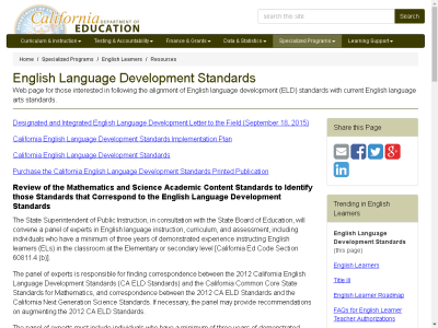 Thumbnail for English Language Development Standards - Resources (CA Dept of Education) resource