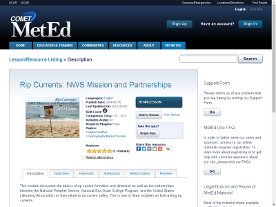 Thumbnail for Rip Currents: NWS Mission and Partnerships resource
