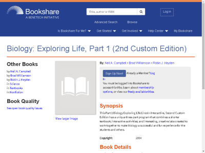 Thumbnail for Biology: Exploring Life, Part 1 (2nd Custom Edition) resource