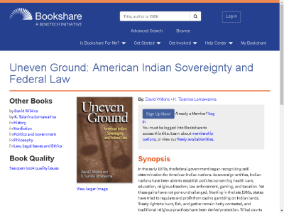 Thumbnail for Uneven Ground: American Indian Sovereignty and Federal Law resource