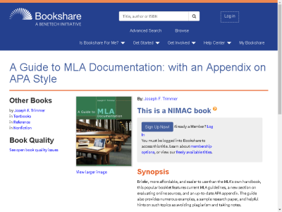Thumbnail for A Guide to MLA Documentation: with an Appendix on APA Style resource