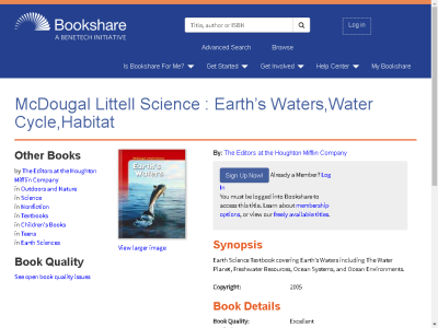 Thumbnail for McDougal Littell Science : Earth’s Waters,Water Cycle,Habitat resource