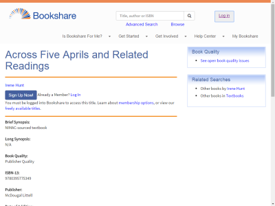 Thumbnail for Across Five Aprils and Related Readings resource