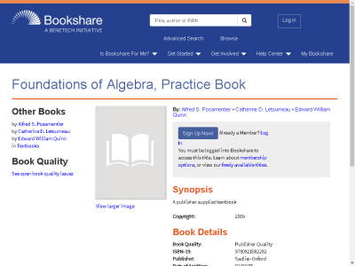 Thumbnail for Foundations of Algebra, Practice Book resource