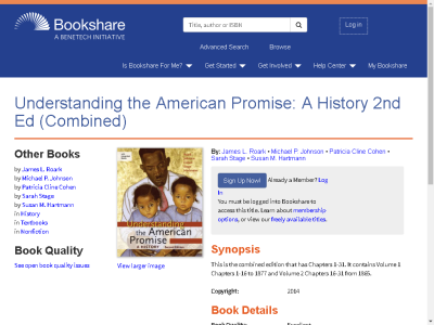 Thumbnail for Understanding the American Promise:  A History 2nd Ed (Combined) resource