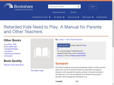 Thumbnail for Retarded Kids Need to Play: A Manual for Parents and Other Teachers resource