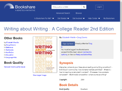 Thumbnail for Writing about Writing : A College Reader 2nd Edition resource