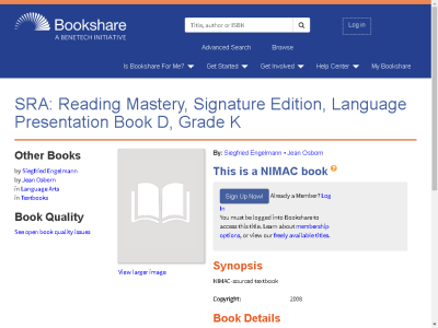 Thumbnail for SRA: Reading Mastery, Signature Edition, Language Presentation Book D, Grade K resource