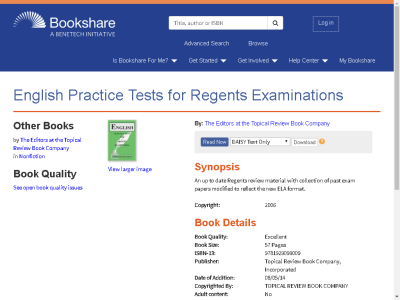 Thumbnail for English Practice Tests for Regents Examinations resource