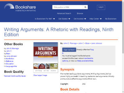 Thumbnail for Writing Arguments: A Rhetoric with Readings, Ninth Edition resource