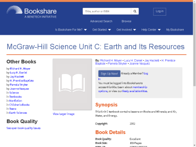 Thumbnail for McGraw-Hill Science Unit C: Earth and Its Resources resource
