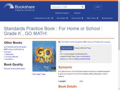 Thumbnail for Standards Practice Book : For Home or School : Grade K , GO MATH! resource