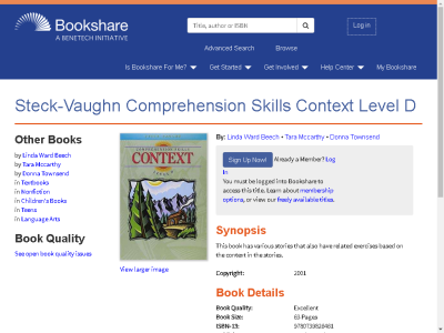 Thumbnail for Steck-Vaughn Comprehension Skills Context Level D resource