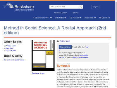 Thumbnail for Method in Social Science: A Realist Approach (2nd edition) resource