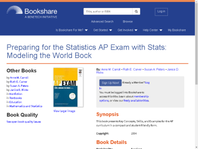 Thumbnail for Preparing for the Statistics AP Exam with Stats: Modeling the World Bock resource