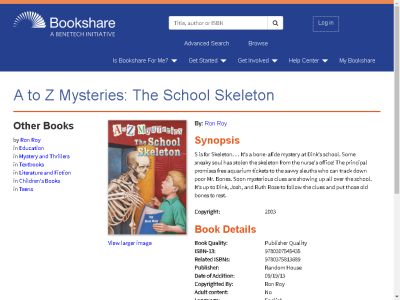 Thumbnail for A to Z Mysteries: The School Skeleton resource