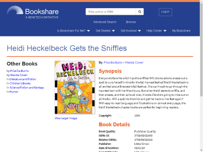 Thumbnail for Heidi Heckelbeck Gets the Sniffles resource