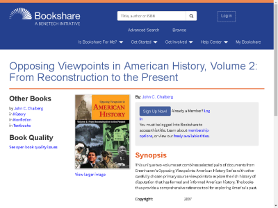 Thumbnail for Opposing Viewpoints in American History, Volume 2: From Reconstruction to the Present resource