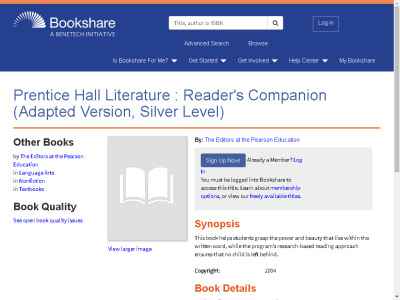 Thumbnail for Prentice Hall Literature : Reader's Companion (Adapted Version, Silver Level) resource