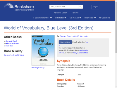 Thumbnail for World of Vocabulary, Blue Level (3rd Edition) resource