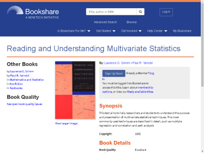 Thumbnail for Reading and Understanding Multivariate Statistics resource