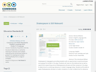 Thumbnail for Shakespeare is Still Relevant! resource