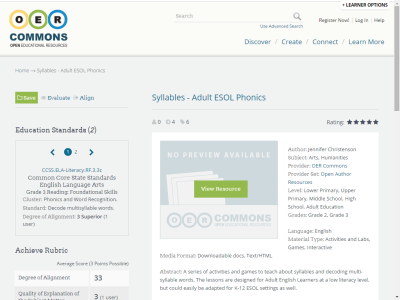 Thumbnail for Syllables - Adult ESOL Phonics resource
