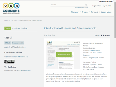 Thumbnail for Introduction to Business and Entrepreneurship resource