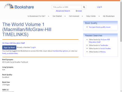 Thumbnail for The World Volume 1 (Macmillan/McGraw-Hill TIMELINKS) resource