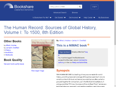 Thumbnail for The Human Record: Sources of Global History, Volume I: To 1500, 8th Edition resource