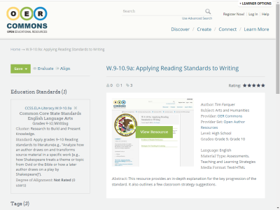 Thumbnail for W.9-10.9a: Applying Reading Standards to Writing resource