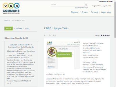 Thumbnail for K.NBT.1 Sample Tasks resource