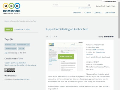 Thumbnail for Support for Selecting an Anchor Text resource