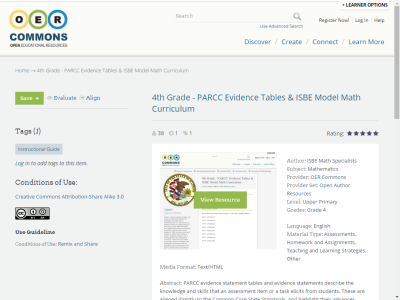 Thumbnail for 4th Grade - PARCC Evidence Tables & ISBE Model Math Curriculum resource
