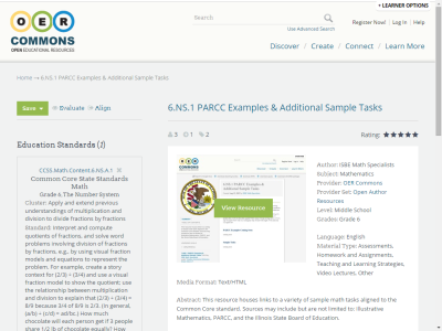 Thumbnail for 6.NS.1 PARCC Examples & Additional Sample Tasks resource