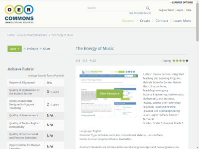 Thumbnail for The Energy of Music resource
