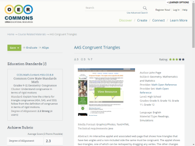 Thumbnail for AAS Congruent Triangles resource