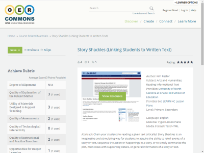 Thumbnail for Story Shackles (Linking Students to Written Text) resource