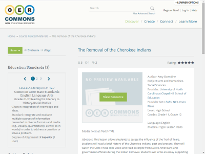 Thumbnail for The Removal of the Cherokee Indians resource