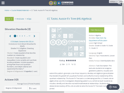 Thumbnail for CC Tasks: Aussie Fir Tree (HS Algebra) resource