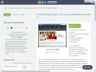 Thumbnail for Close Reading Exemplar: The Glorious Whitewasher (Grade 7) resource