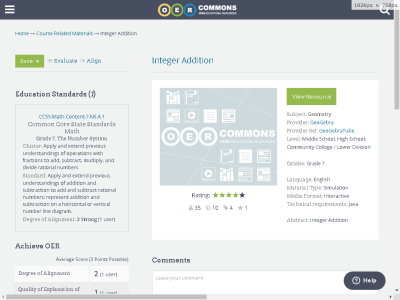 Thumbnail for Integer Addition resource