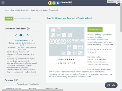 Thumbnail for Simple Harmonic Motion - Ferris Wheel resource