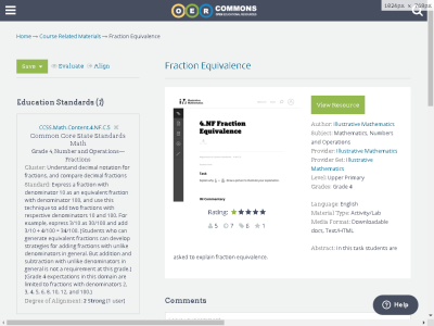 Thumbnail for Fraction Equivalence resource