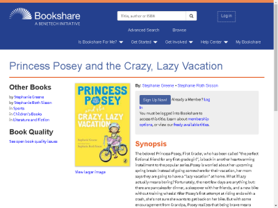 Thumbnail for Princess Posey and the Crazy, Lazy Vacation resource