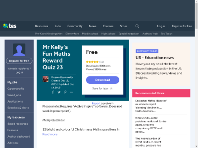 Thumbnail for Mr Kelly's Fun Maths Reward Quiz 23 resource