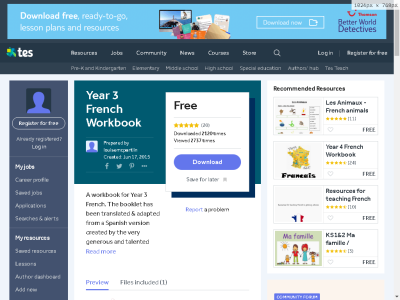 Thumbnail for Year 3 French Workbook resource