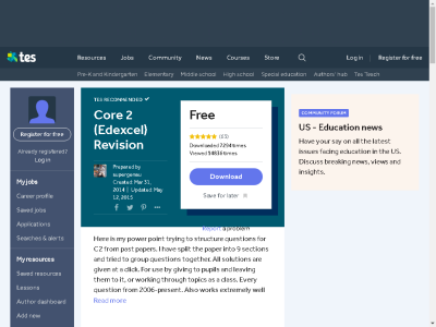 Thumbnail for Core 2 (Edexcel) Revision resource